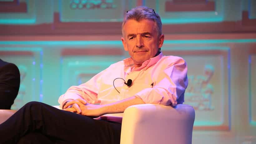 Michael O'Leary, administrerende direktør i Ryanair, taler ved en konferanse