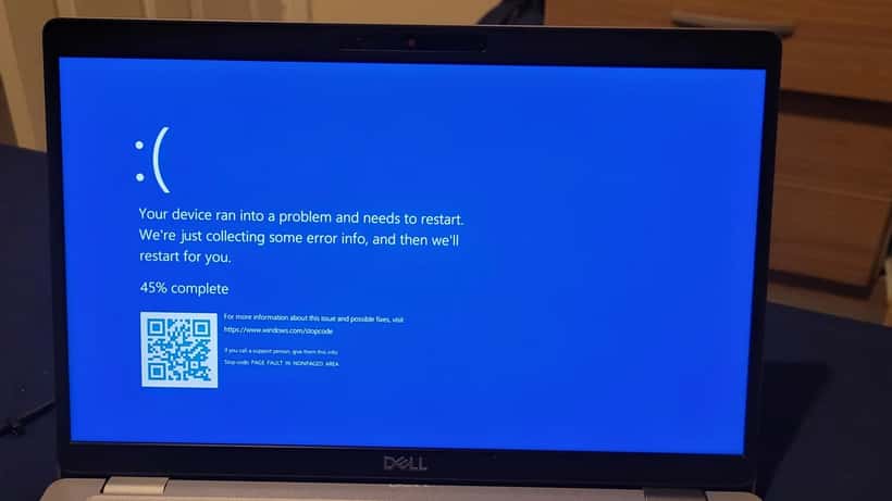 Écran bleu de la mort (BSOD) sur un ordinateur portable Dell sous Windows