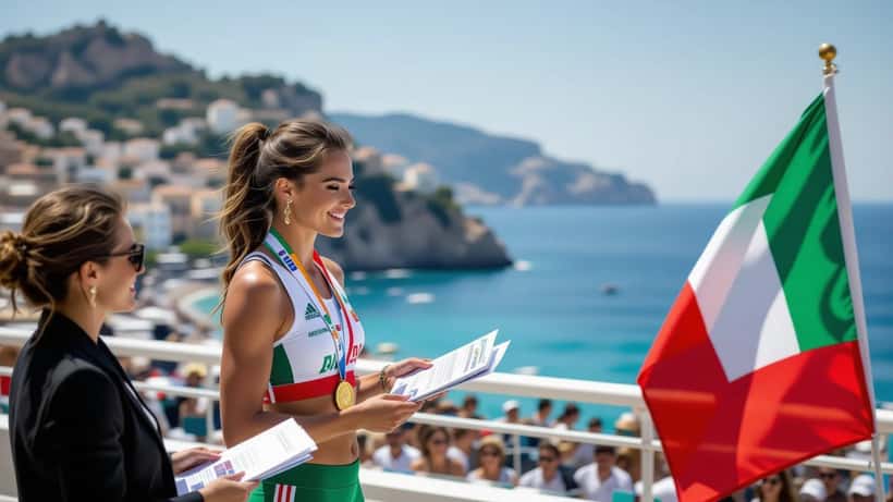 Atleta italiana sul podio dei Giochi del Mediterraneo Taranto 2026 con medaglia d'oro
