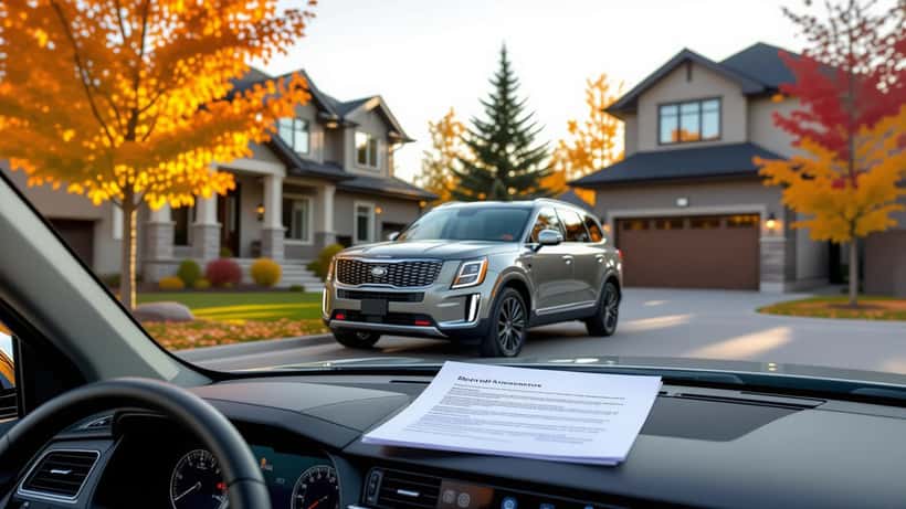 Kia Telluride SUV parked outside on a Canadian driveway away from buildings following the 2026 fire-risk recall