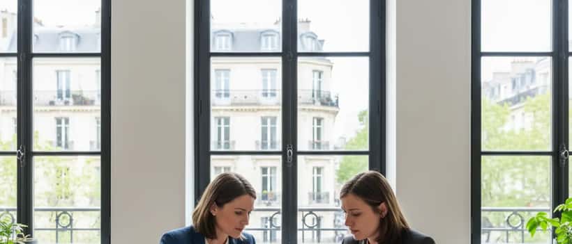 Femme consultant une avocate dans un bureau parisien pour une affaire de harcèlement sexuel au travail