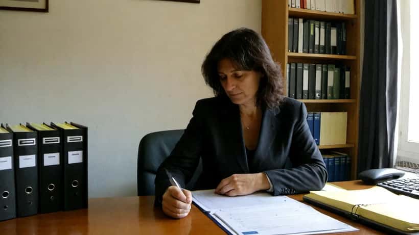 Avvocata italiana consulta file di privacy in uno studio legale a Roma