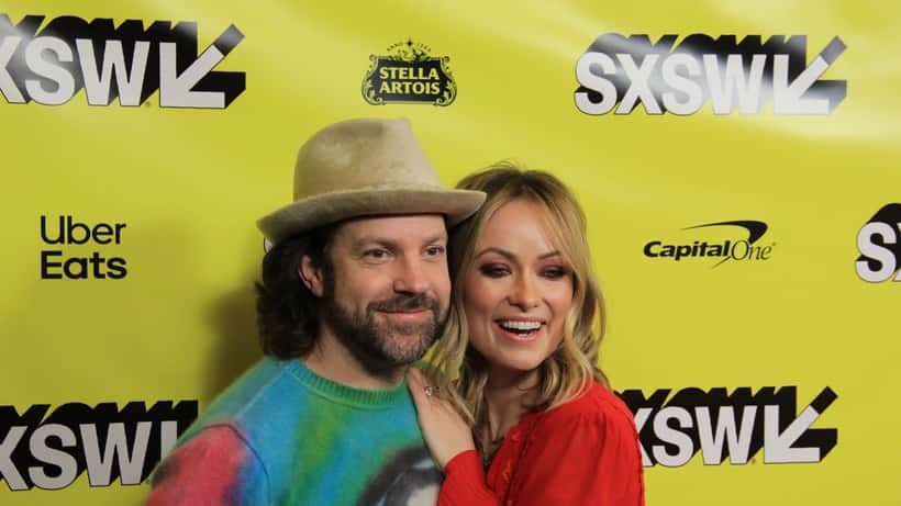 Jason Sudeikis and Olivia Wilde photographed together at a public event