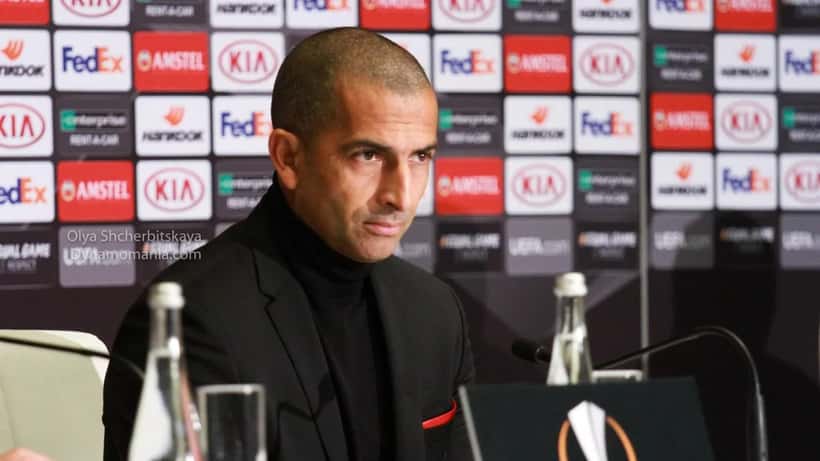 Sabri Lamouchi als Trainer von Stade de Rennes beim Europaliga-Spiel gegen Dynamo Kyiv 2018