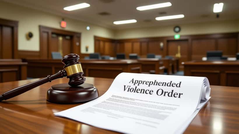 Judge's gavel next to Apprehended Violence Order in New South Wales Supreme Court