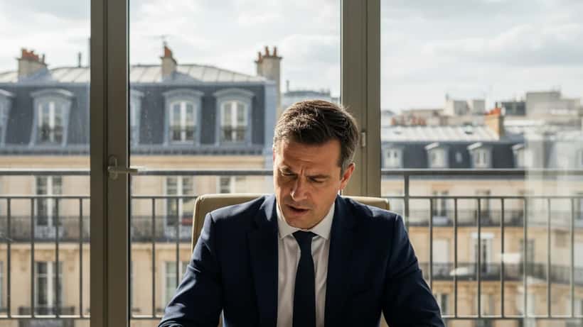 Avocat spécialisé en droit du sport révisant un contrat de droits à l'image dans un bureau parisien