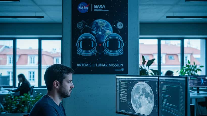 Engenheiro de software português a trabalhar com dados de satélite num startup tecnológico em Lisboa