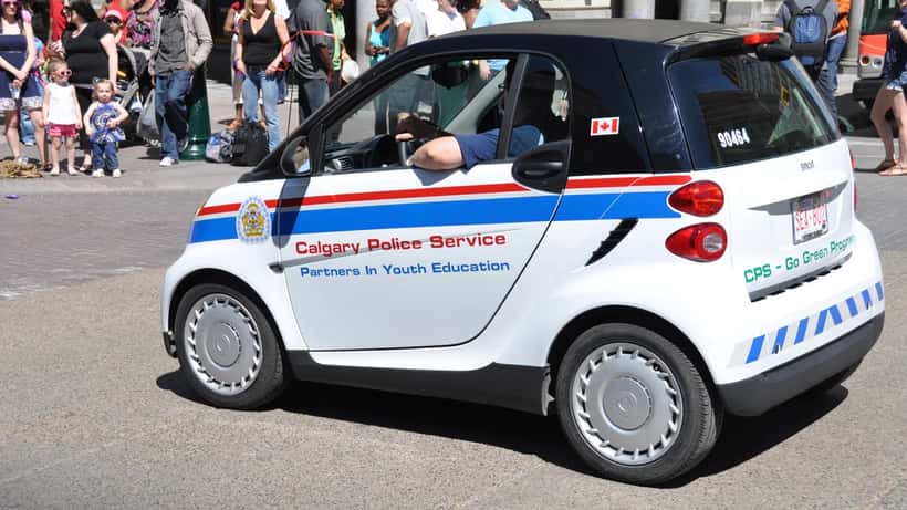 Calgary Police Service officers at memorial plaza Alberta 2026