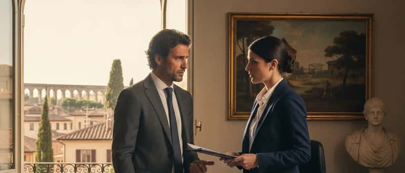 Uomo italiano in consulenza con un avvocato penalista in uno studio legale