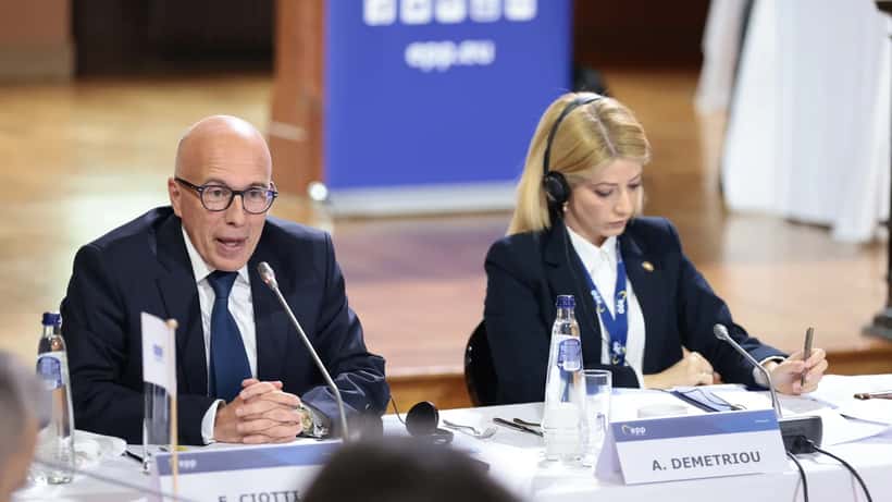 Éric Ciotti lors du sommet du PPE à Bruxelles en mars 2023