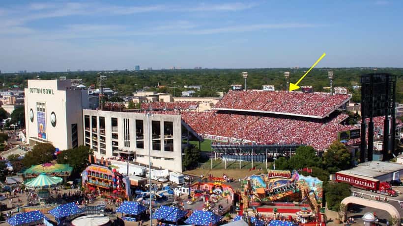Aerial view of the Cotton Bowl during the Texas vs Oklahoma Red River Rivalry game