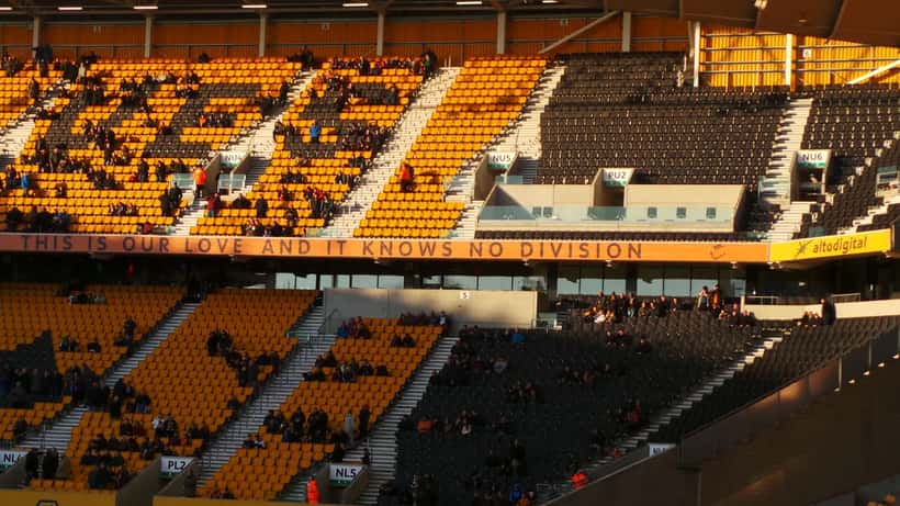 Wolverhampton Wanderers players during a match at Molineux Stadium