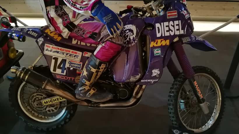 KTM LC4 640 Rally-Motorrad im Top Mountain Motorcycle Museum in Hochgurgl, Österreich