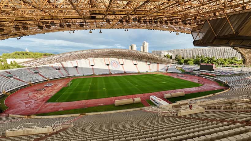 Binnenkant van Stadion Poljud in Split, thuisbasis van Hajduk Split