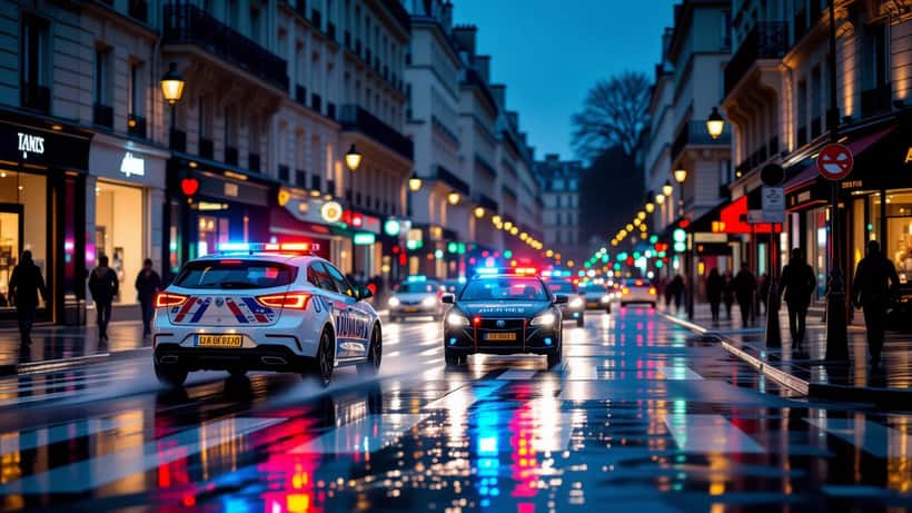 Course-poursuite nocturne avec véhicule de police en France