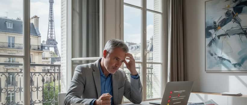 Personne concernée par une fraude bancaire regardant son ordinateur portable