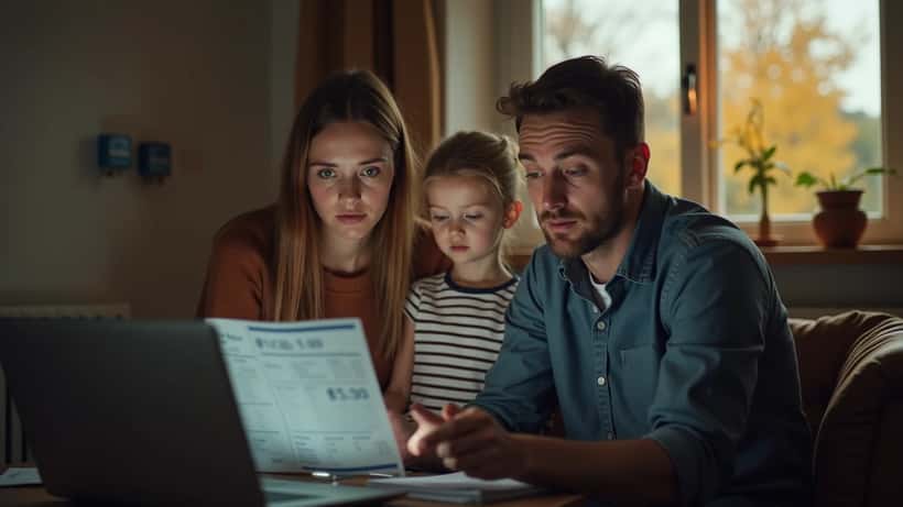 Nederlands gezin bekijkt stijgende energierekening aan keukentafel