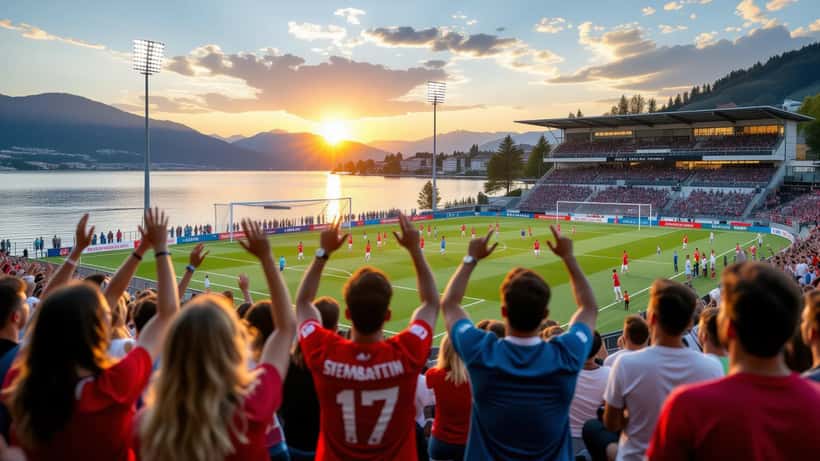 Stade de football à Rapperswil-Jona lors du match amical contre le FC Bâle en été 2026