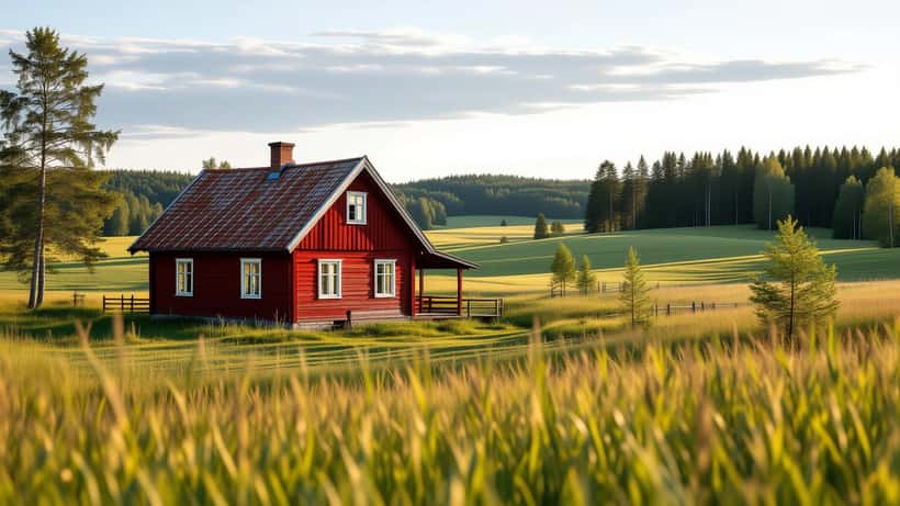 Pohjoismainen maalaistalo kesämaisemassa – maatila ja avioliittooikeudet Suomessa 2026