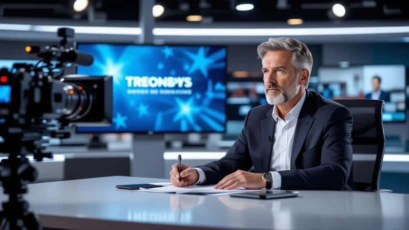 Présentateur de journal télévisé en studio RTS, santé au travail et épuisement professionnel