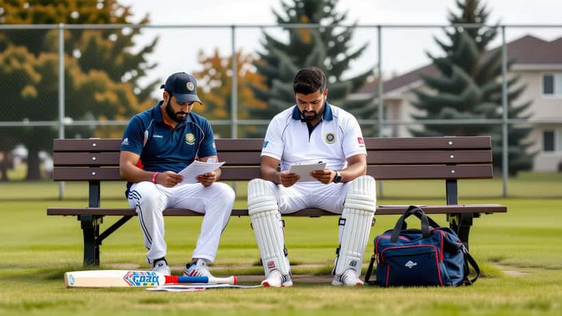Cricketeur amateur blessé consultant des documents juridiques sur un terrain communautaire au Canada