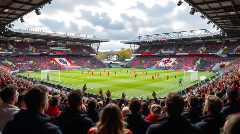 Fodboldstadion i aftensol før kampen mellem Cardiff og FC Midtjylland