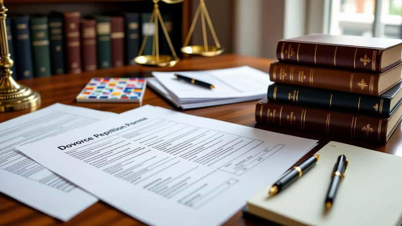 Solicitor's desk with legal documents and estate planning notes in a UK office