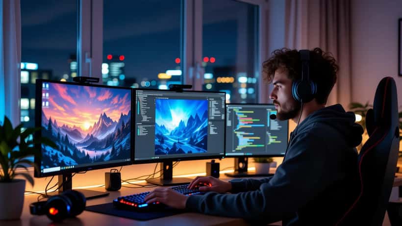 Joueur montréalais devant son PC gaming vérifiant les paramètres de confidentialité Epic Games Launcher 2.0
