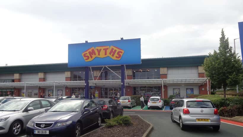 Smyths Toys store exterior in Leeds, UK