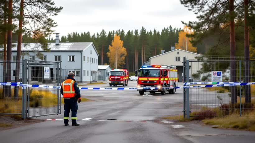 Suljettu teollisuustehtaan alue Laukaassa onnettomuustutkinnan aikana