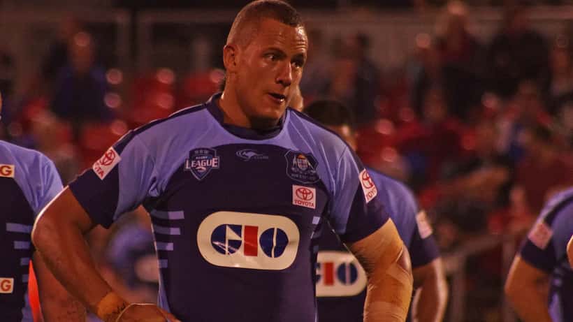 Kane Evans, former NRL prop, during a rugby league match in Australia