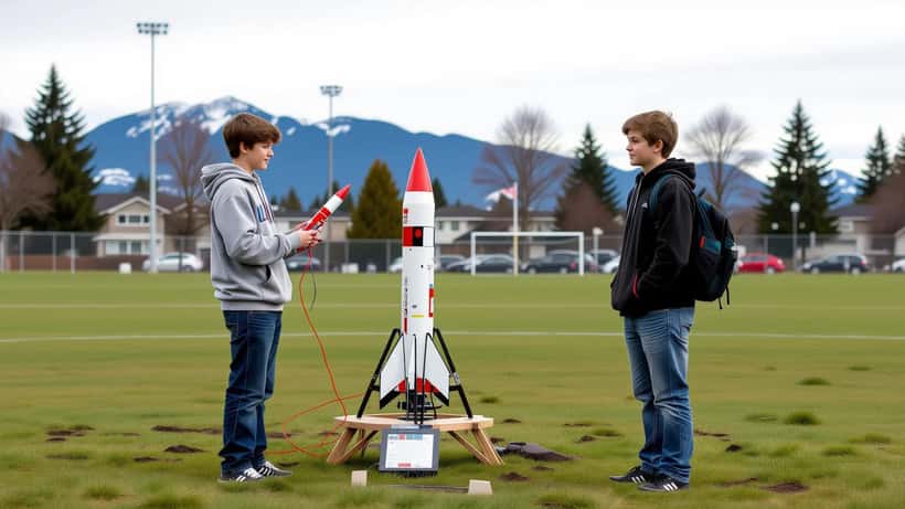 A student examines a model rocket during World Space Week 2026, representing Canada STEM education opportunities