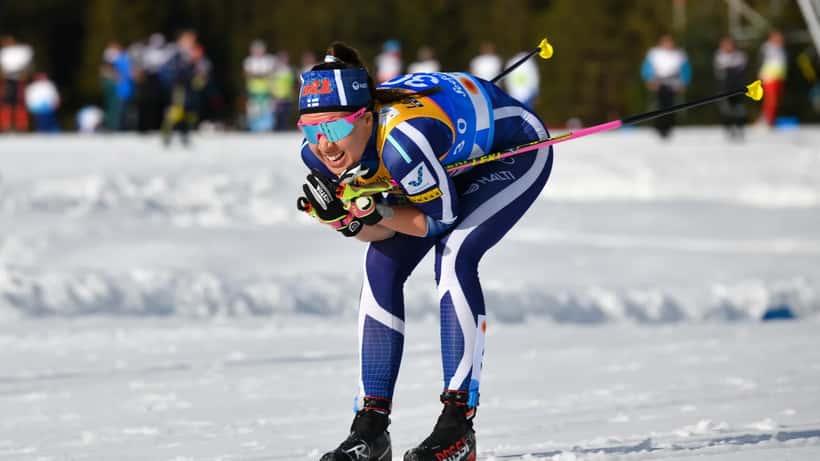 Kerttu Niskanen kilpailemassa FIS maastohiihdon maailmanmestaruuskisoissa Seefeldissä 2019