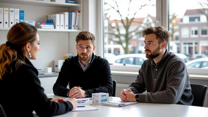 Jonge man in consult met gezondheidsexpert over mentale crisis en benzodiazepinegebruik