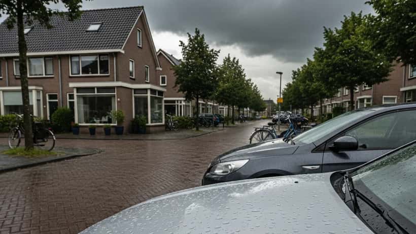 Hagelschade op verschillende voertuigen: meerdere auto's met deuken na een hagelstorm in 2010 in Colorado