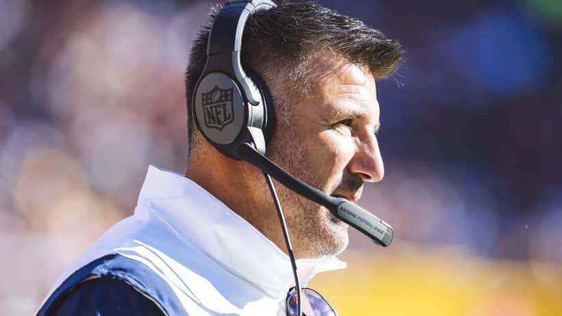 NFL coach Mike Vrabel on the sideline during a Tennessee Titans game