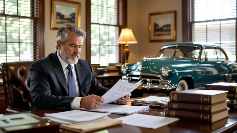 Estate attorney reviewing will and estate planning documents in a Nashville law office