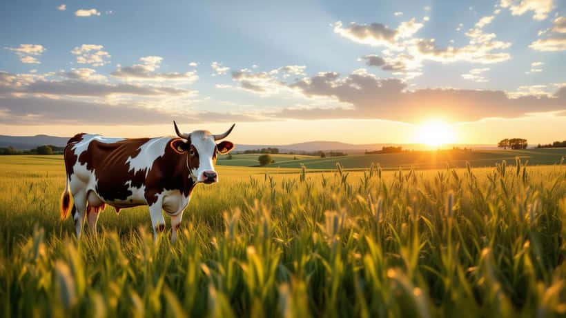 Toro in un pascolo italiano al tramonto: comportamento e benessere animale