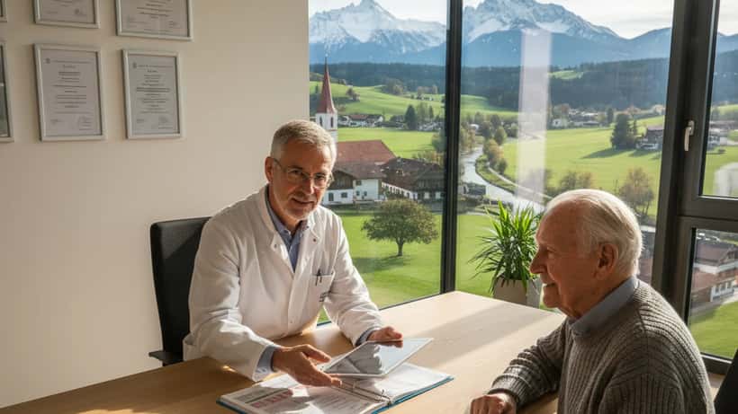 Geriater in München bei Konsultation mit älterem Patienten