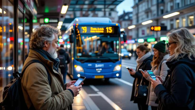 Passager checker ind med Rejsekort på bus i København Danmark 2026