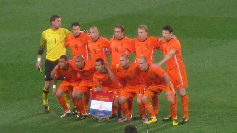 Netherlands national football team lined up at FIFA World Cup final