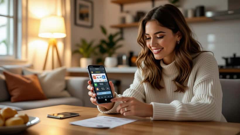Australian consumer reviewing mobile game in-game purchase on smartphone at home