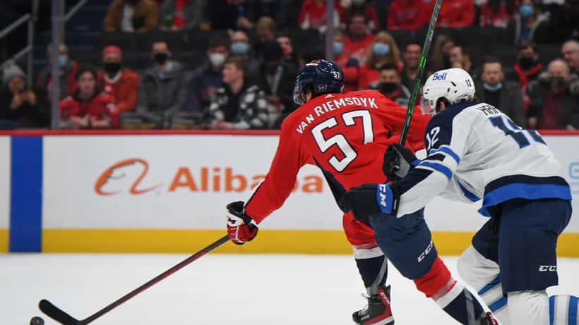 Jansen Harkins in ice hockey action during an NHL game