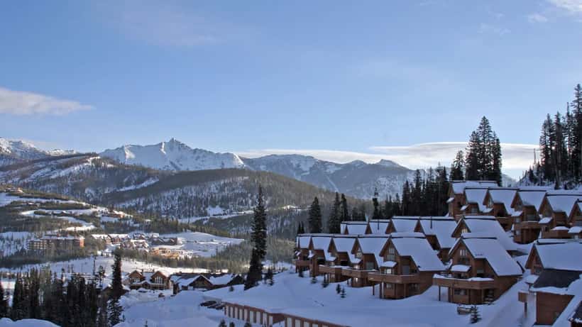 Big Sky resort in Montana USA with mountain slopes and ski lifts
