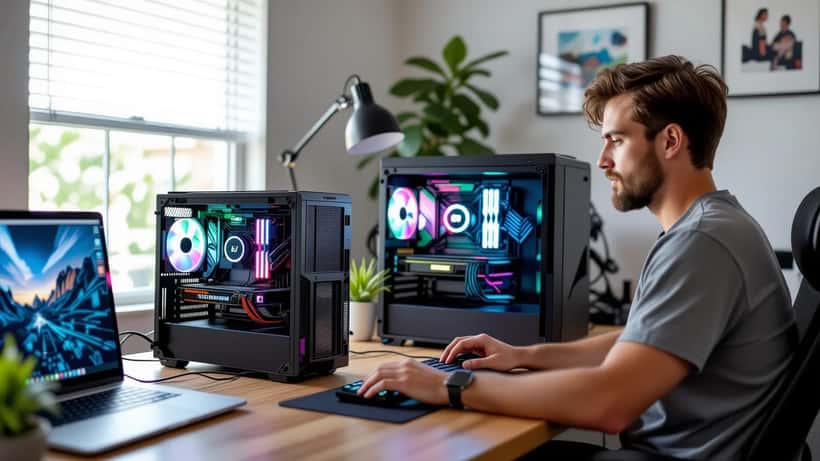 Consumer examining graphics card specifications to run Meta Muse Glimmer AI model locally