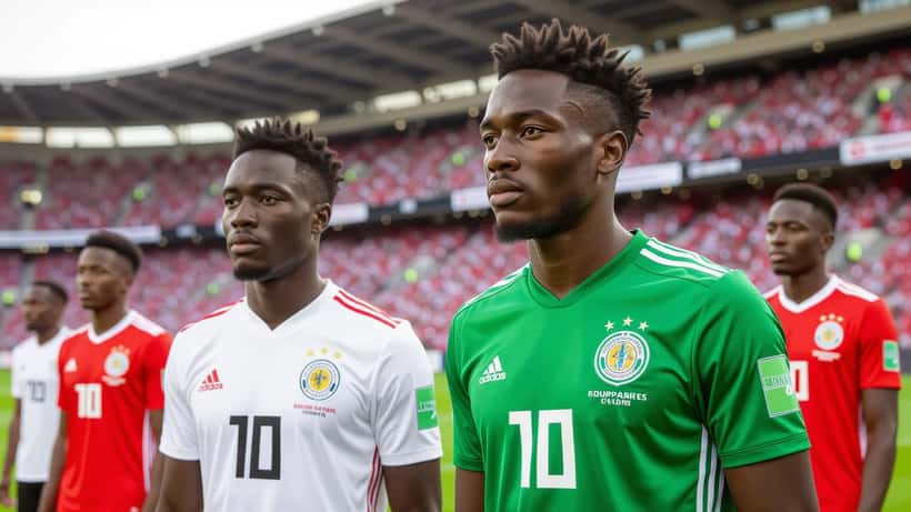 Senegalese en Iraakse voetbalshirts naast een FIFA-ranglijst op een scherm in 2026