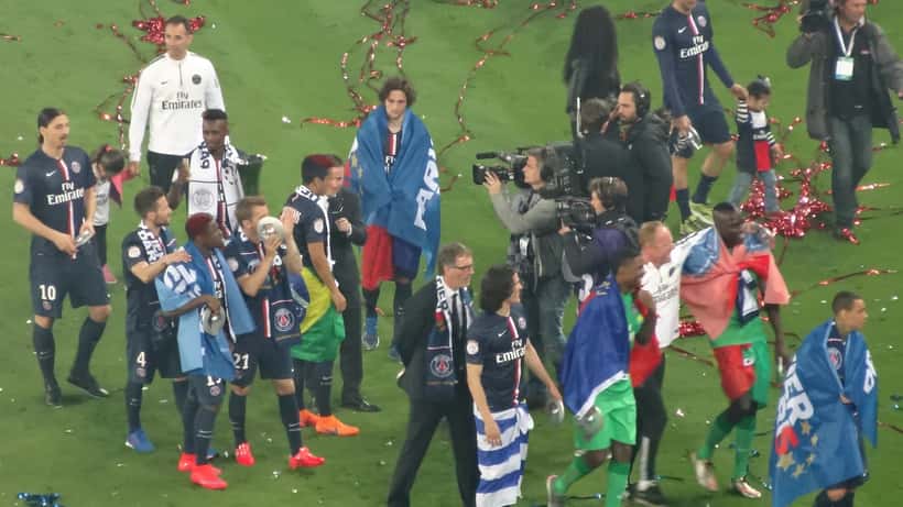Joueurs du PSG célébrant un titre de champion