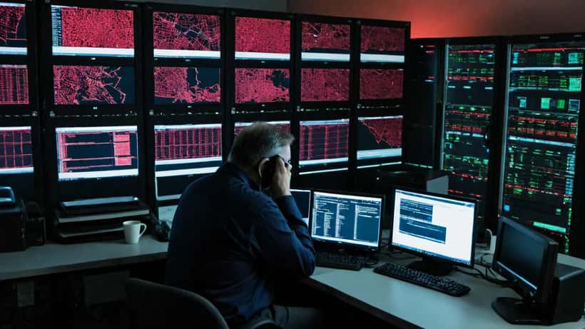 IT-Sicherheitsexperte analysiert Ransomware-Angriff auf Unternehmensservern