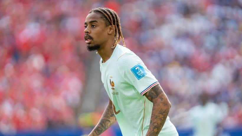 Bradley Barcola em ação pela seleção francesa contra a Noruega, em junho de 2026
