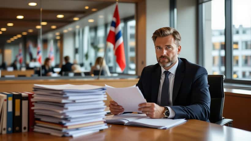Norsk forsvarsadvokat gjennomgår straffesak i Oslo tinghus